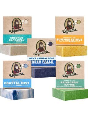 Natural Men's Bar Soap - Cold Process Body Soap with Essential Oils - 5-Pack